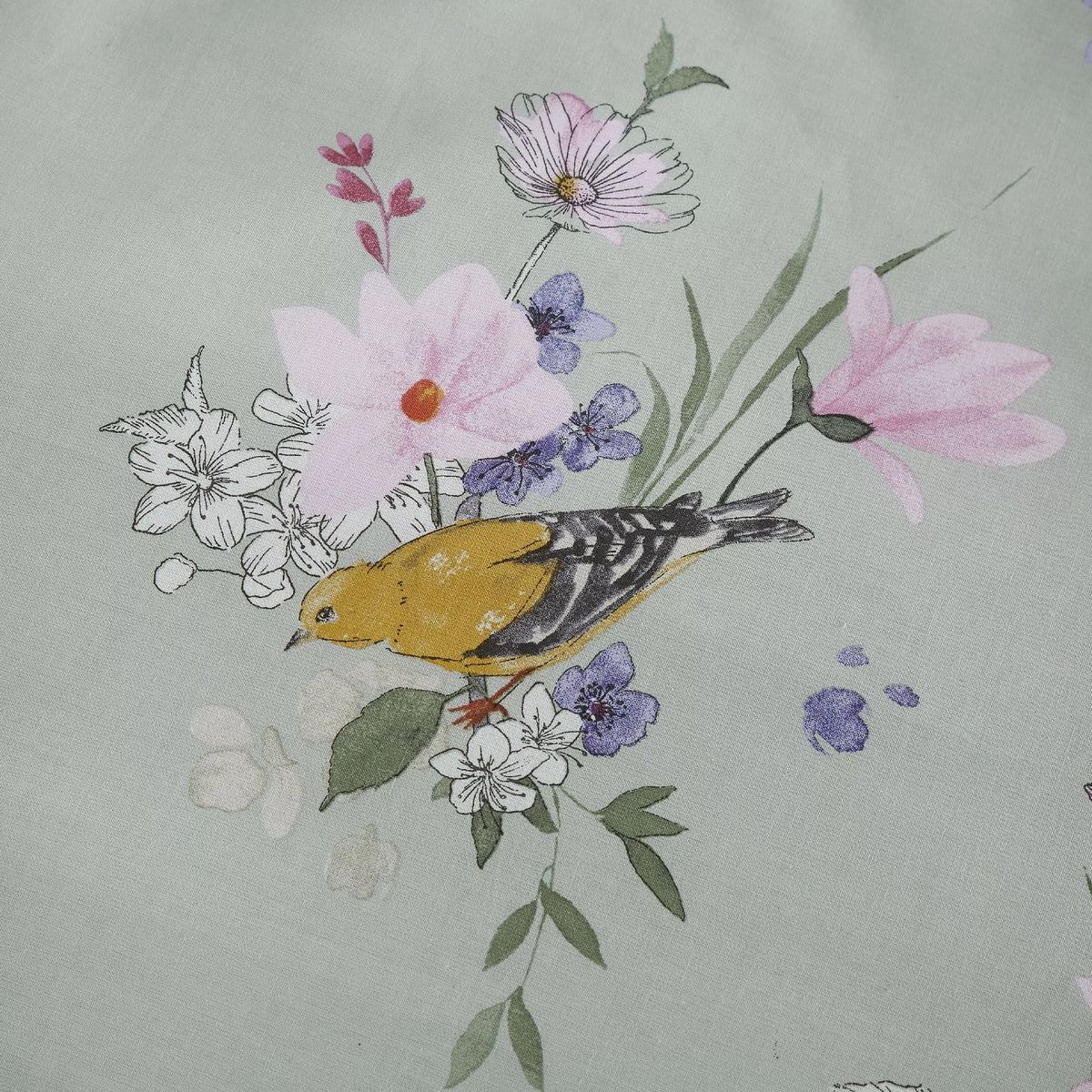 Catherine Lansfield Songbird Duvet Cover Set Sage Green