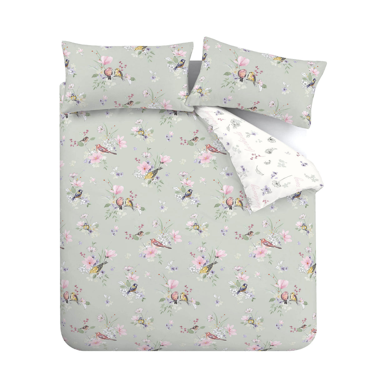 Catherine Lansfield Songbird Duvet Cover Set Sage Green