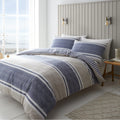 Catherine Lansfield Textured Banded Stripe Duvet Cover Set Blue
