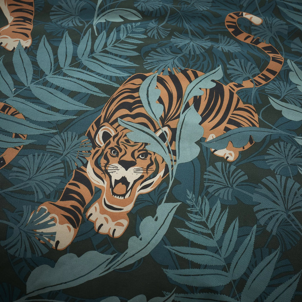 Catherine Lansfield Tropic Tiger Leaf Duvet Cover Set Green