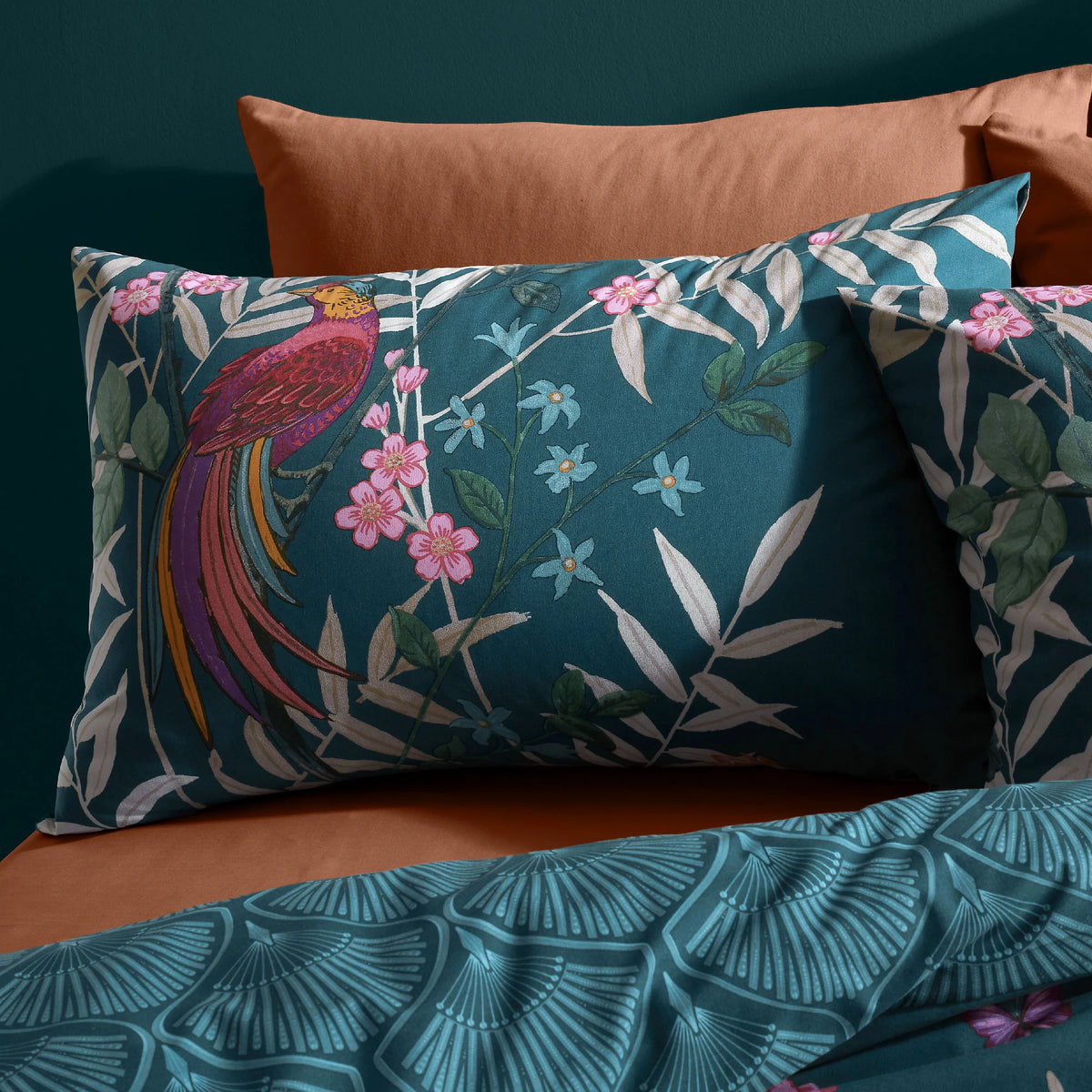 Catherine Lansfield Tropical Floral Birds Duvet Cover Set Green