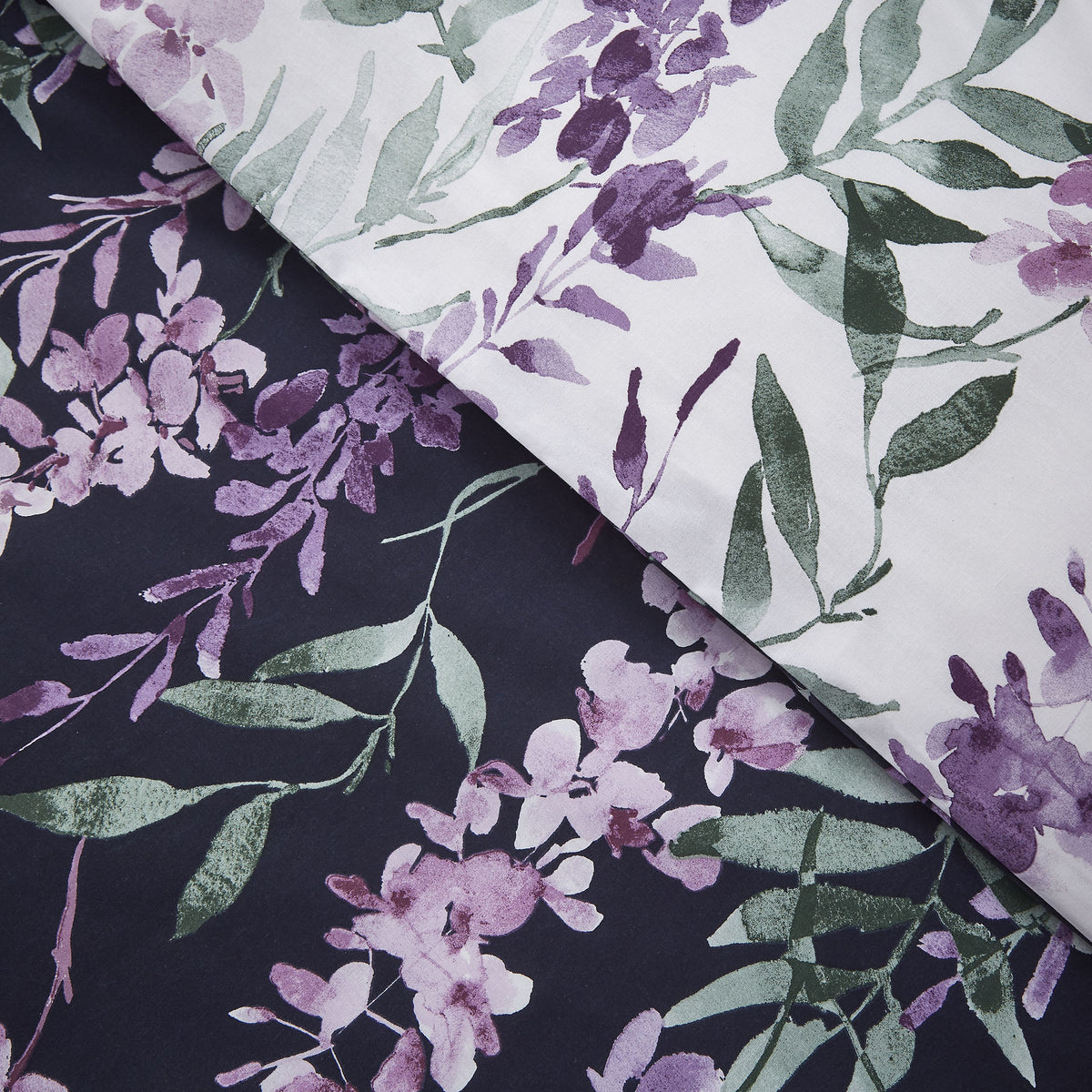 Catherine Lansfield Wisteria Duvet Cover Set White Navy