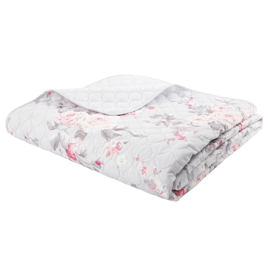 Catherine Lansfield Canterbury Floral Quilted 240x260cm Bedspread Grey