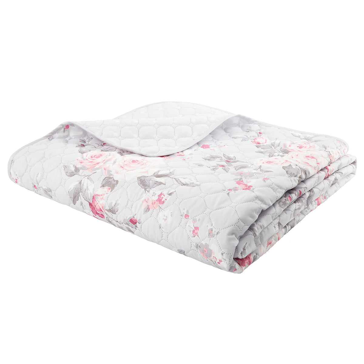 Catherine Lansfield Canterbury Floral Quilted 240x260cm Bedspread Grey