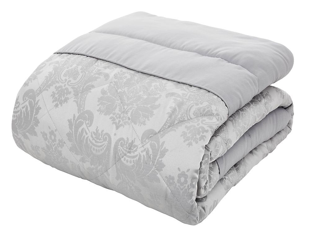 Catherine Lansfield Damask Jacquard Silver Grey Bedspread 240x260cm