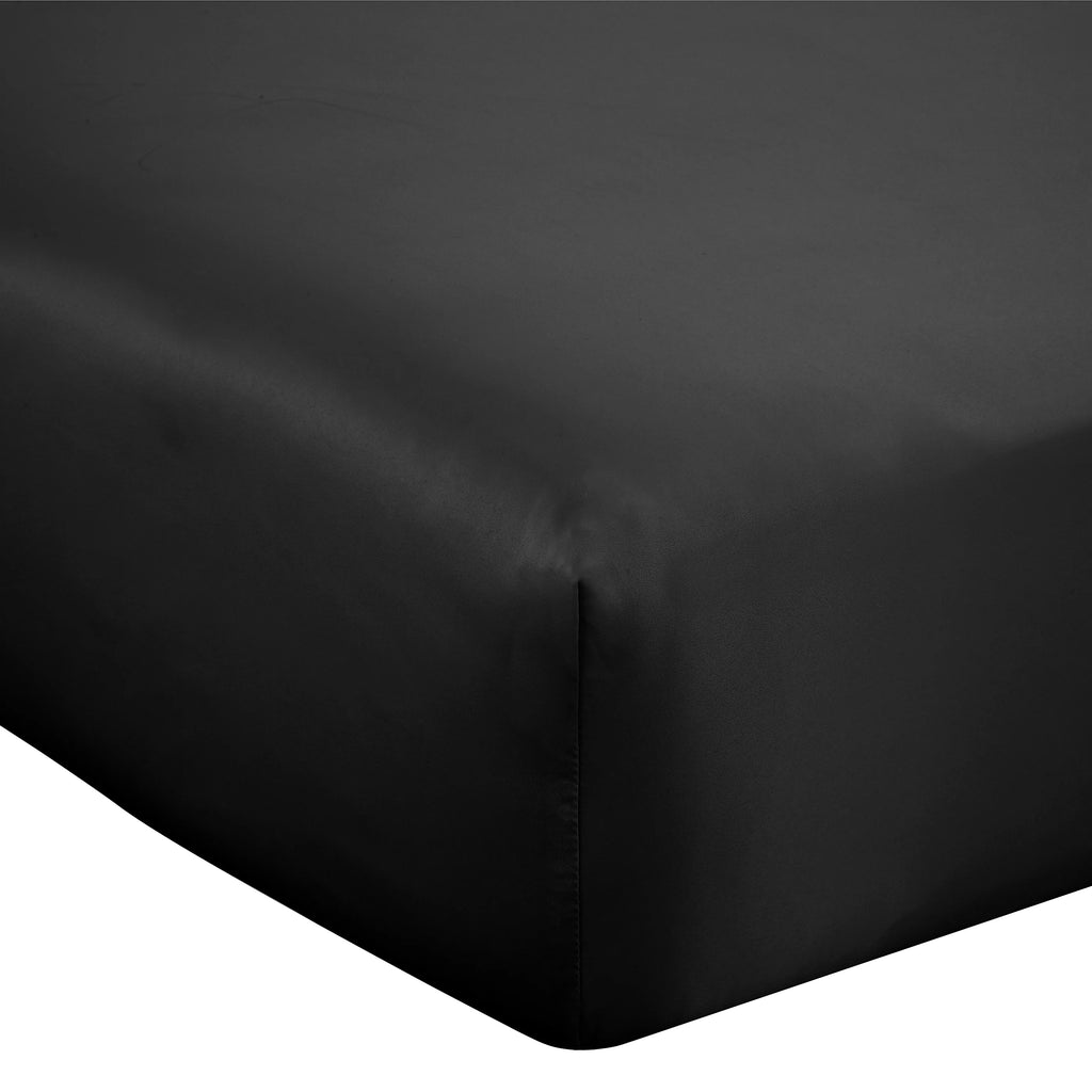 Catherine Lansfield Silky Soft Satin Fitted Sheet 30cm Depth Black