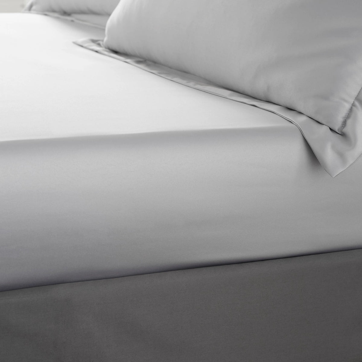 Catherine Lansfield Silky Soft Satin Fitted Sheet 30cm Depth Silver Grey