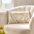 Catherine Lansfield Bee Happy Embroidered 30x50cm Cushion Natural