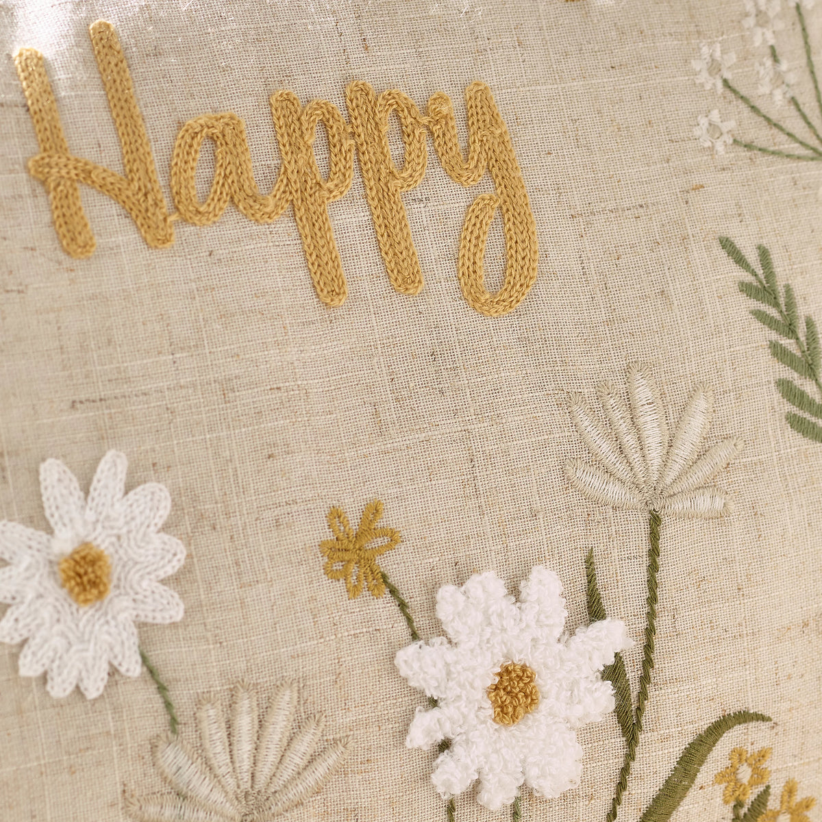 Catherine Lansfield Bee Happy Embroidered 30x50cm Cushion Natural