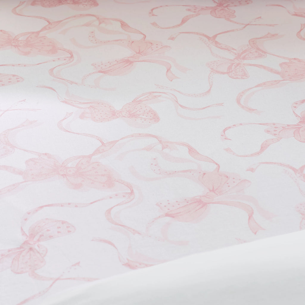 Catherine Lansfield White/Pink Bow Fitted Sheet