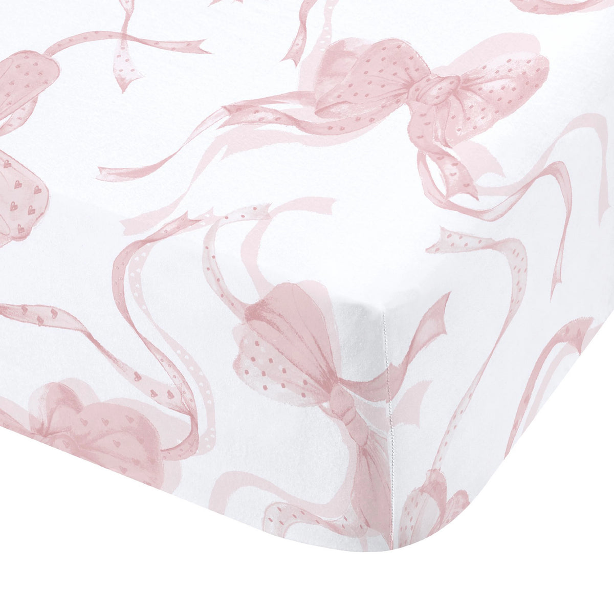 Catherine Lansfield White/Pink Bow Fitted Sheet