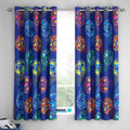 Catherine Lansfield Bright Football Fully Reversible Eyelet Curtains in Navy Blue 66 x 72 Inch