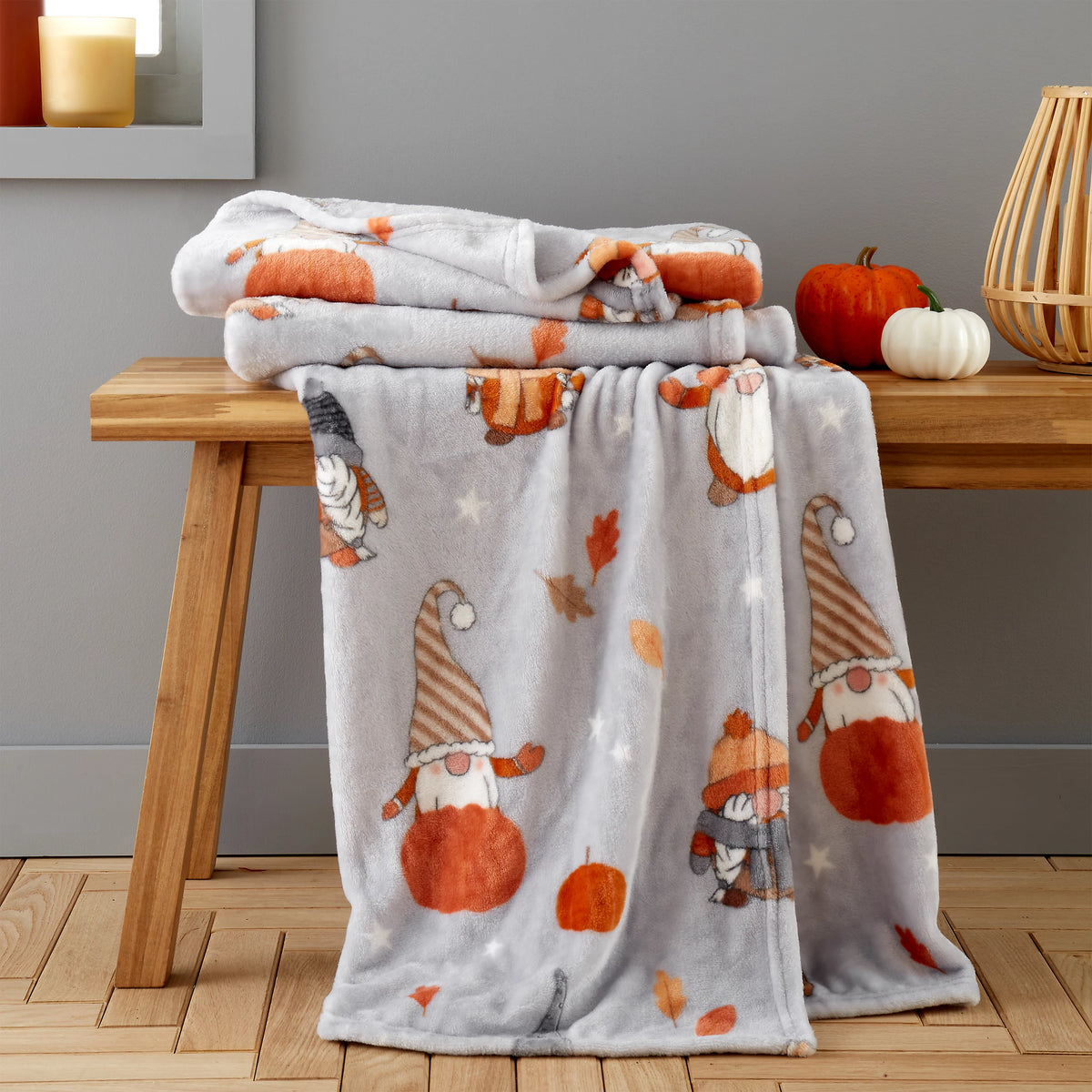 Catherine Lansfield Autumn Gonks Throw Grey 130x170cm