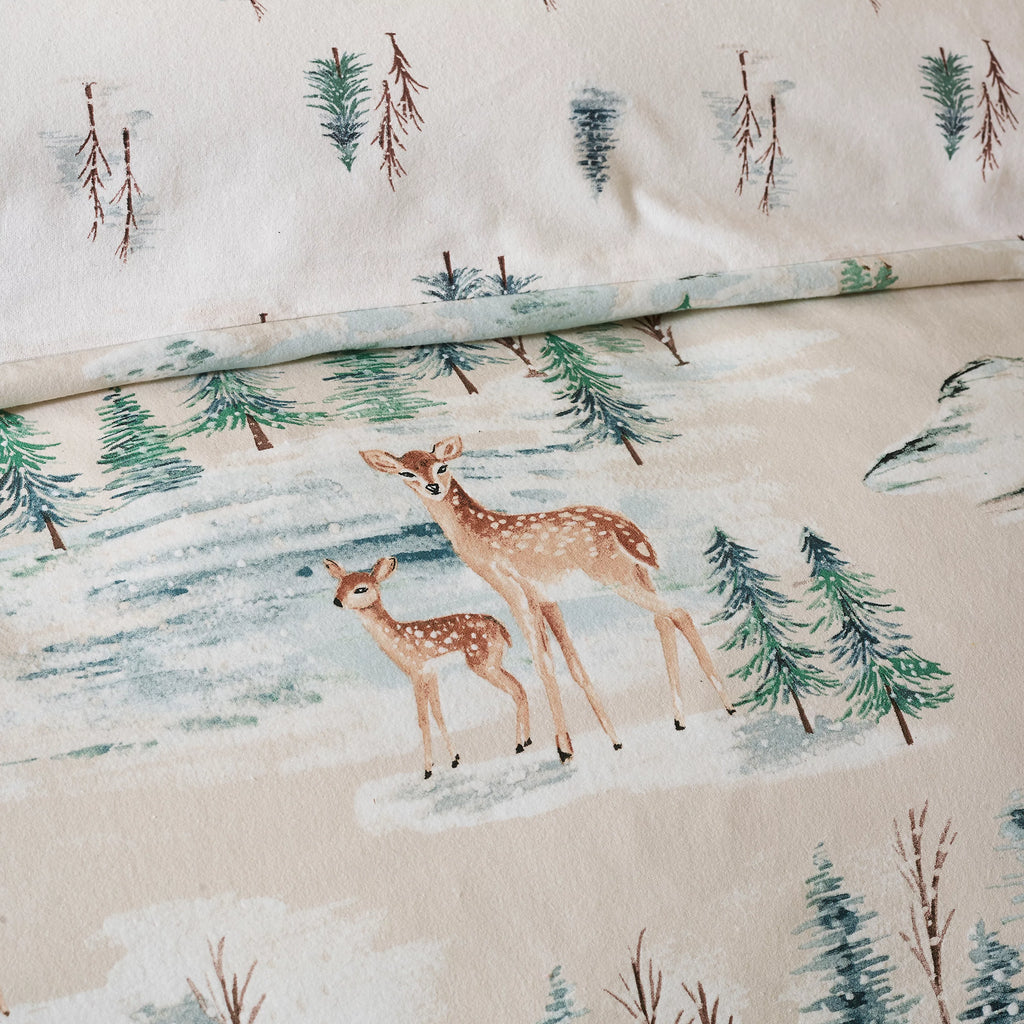 Catherine Lansfield Brushed 100% Cotton Christmas Deer Duvet Cover Set