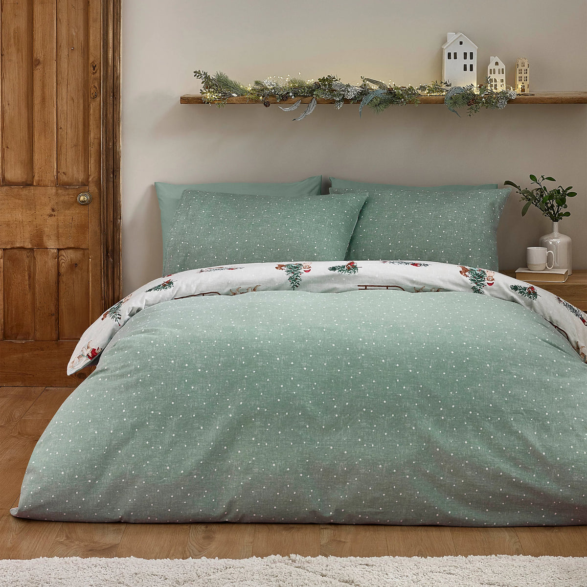 Catherine Lansfield Brushed 100% Cotton Christmas Dogs Duvet Cover Set