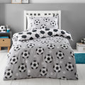 Catherine Lansfield Supersoft 100% Brushed Cotton Football Reversible Duvet Cover Set in Grey