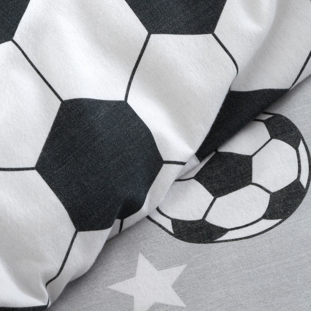 Catherine Lansfield Supersoft 100% Brushed Cotton Football Reversible Duvet Cover Set in Grey