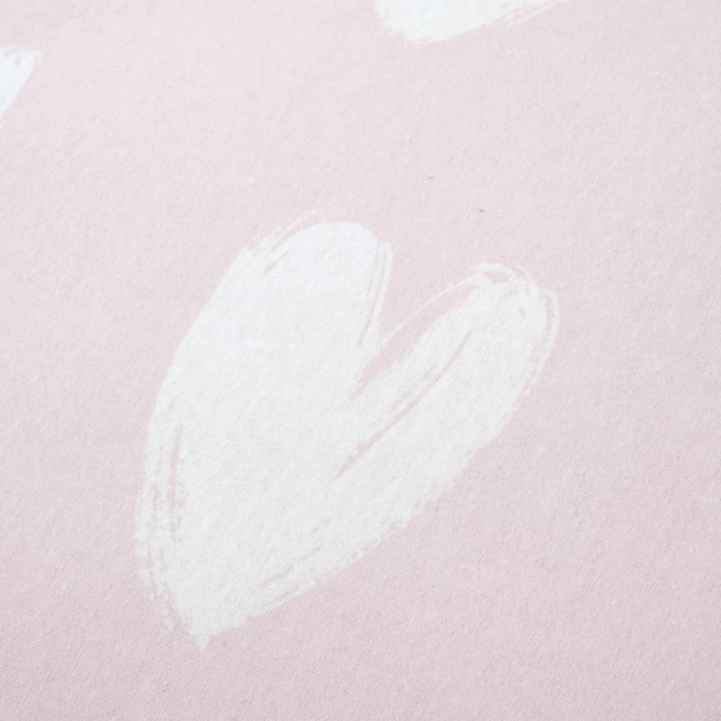 Catherine Lansfield Brushed Cotton Hearts Fitted Sheet in White Pink