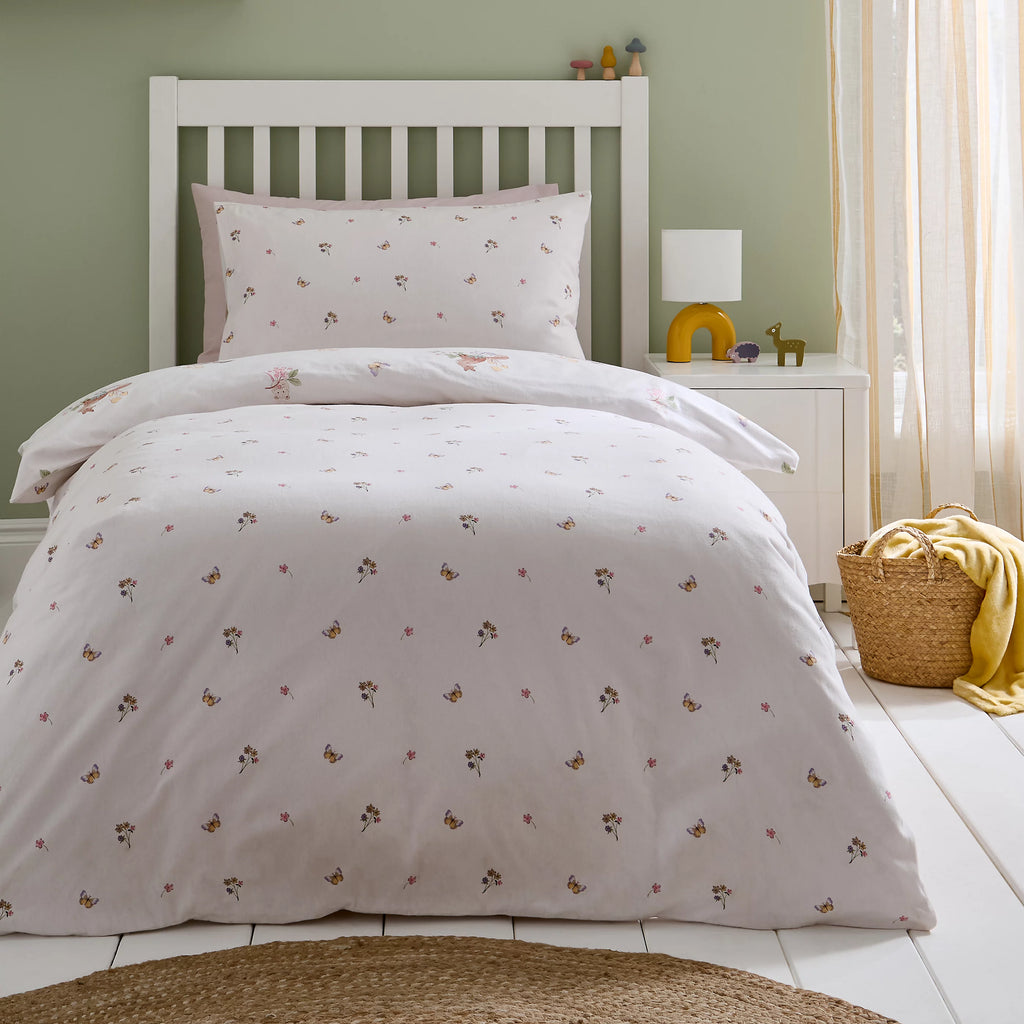 Catherine Lansfield Forest Friends 100% Brushed Cotton Reversible Duvet Cover Set in Cream