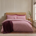 Catherine Lansfield Burgundy Gingham Check Brushed Cotton Duvet Cover Set