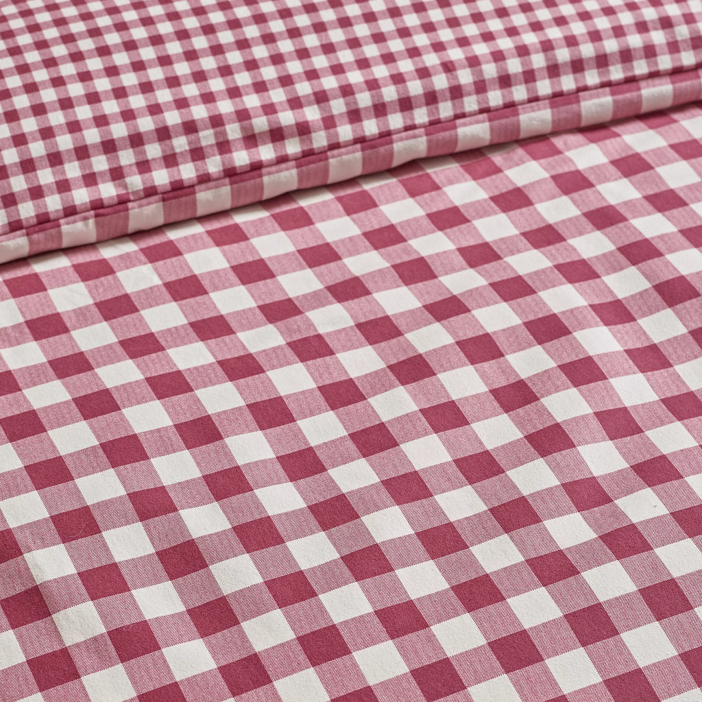Catherine Lansfield Burgundy Gingham Check Brushed Cotton Duvet Cover Set