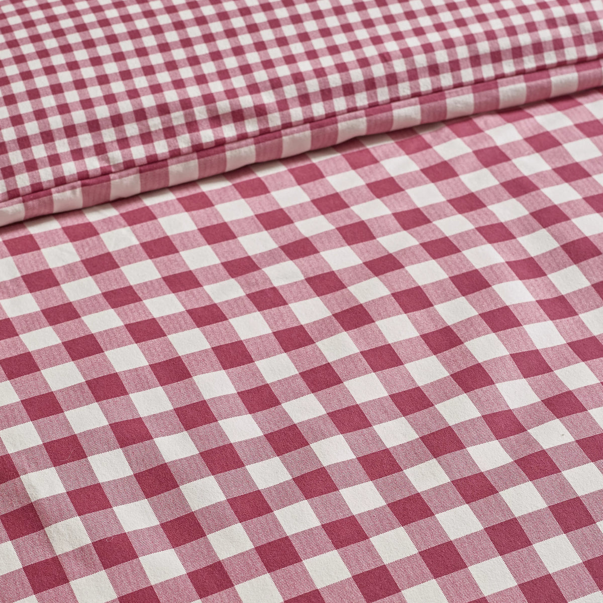 Catherine Lansfield Burgundy Gingham Check Brushed Cotton Duvet Cover Set