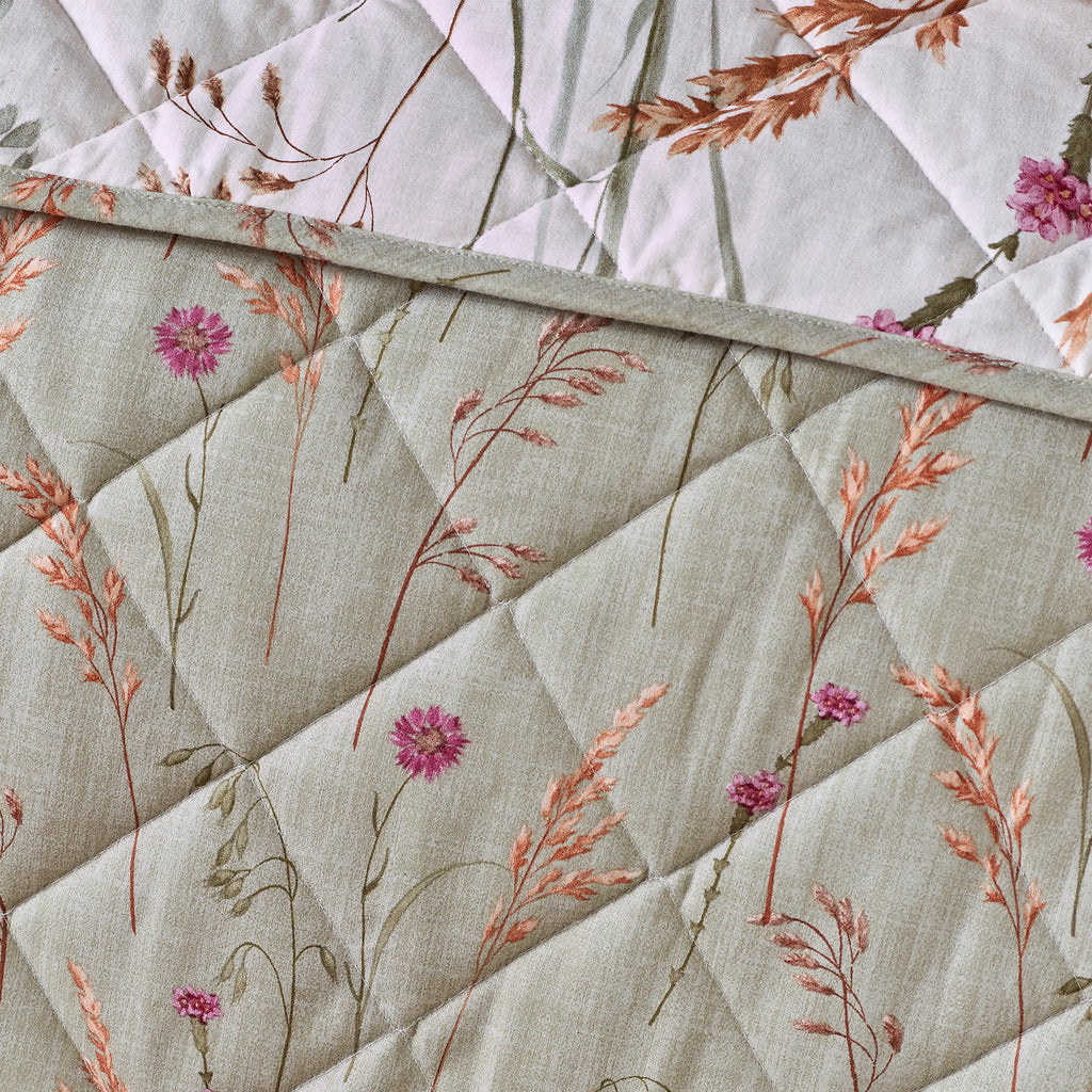 Catherine Lansfield Grasmere Floral Green Bedspread 200x220cm