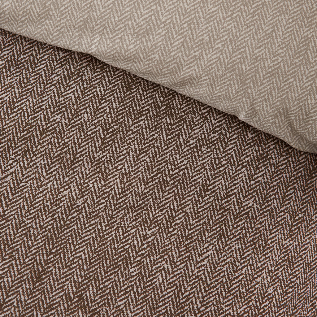 Catherine Lansfield Chocolate Herringbone Brushed Cotton Duvet Cover Set