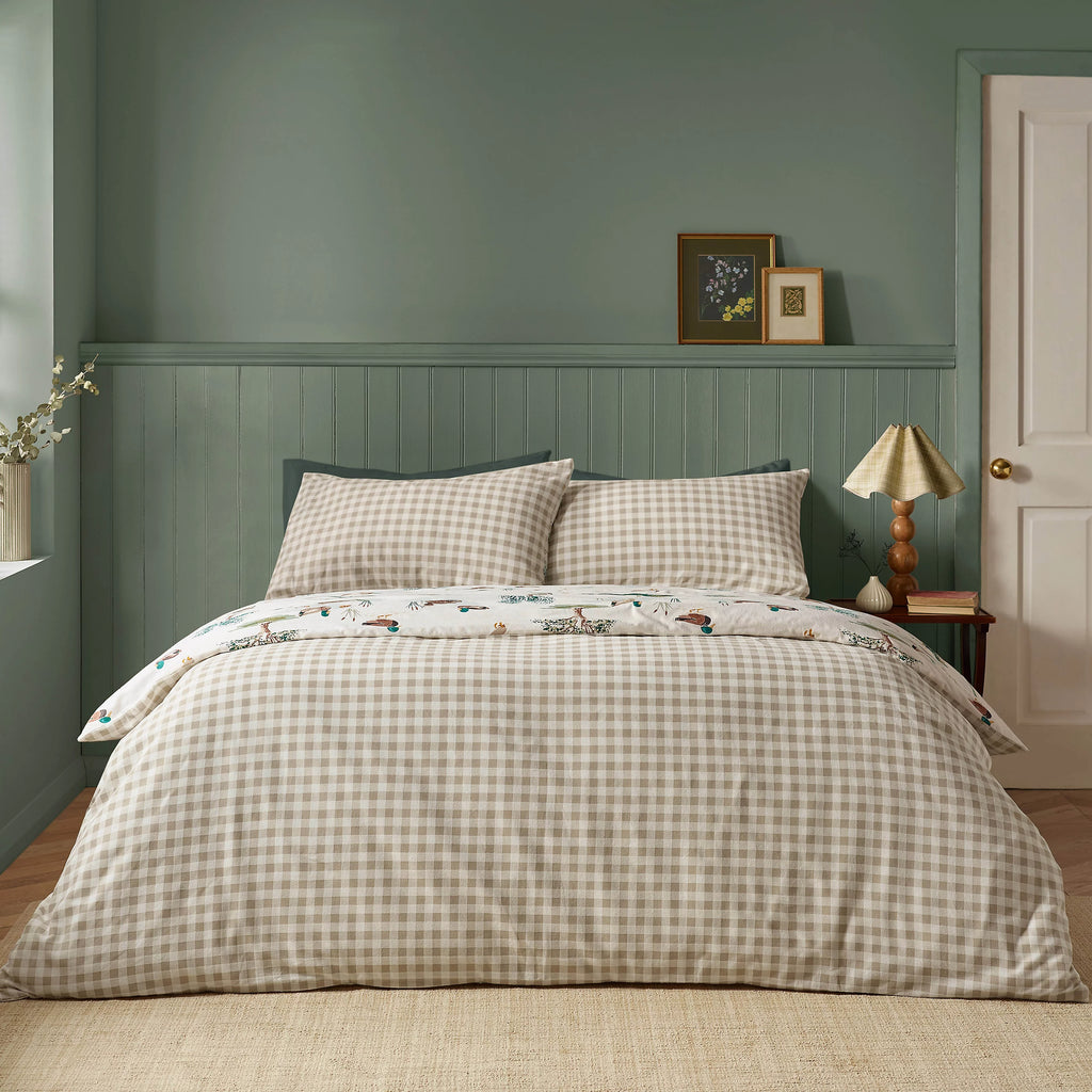 Catherine Lansfield Brushed Mallards Cream Cotton Duvet Cover Set