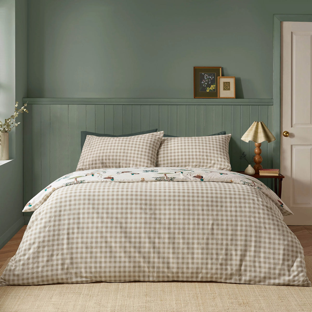 Catherine Lansfield Brushed Mallards Cream Cotton Duvet Cover Set