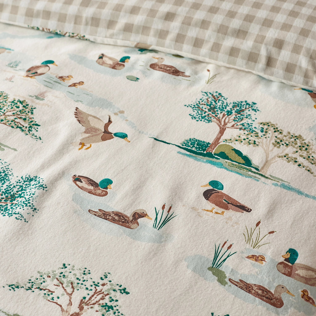 Catherine Lansfield Brushed Mallards Cream Cotton Duvet Cover Set
