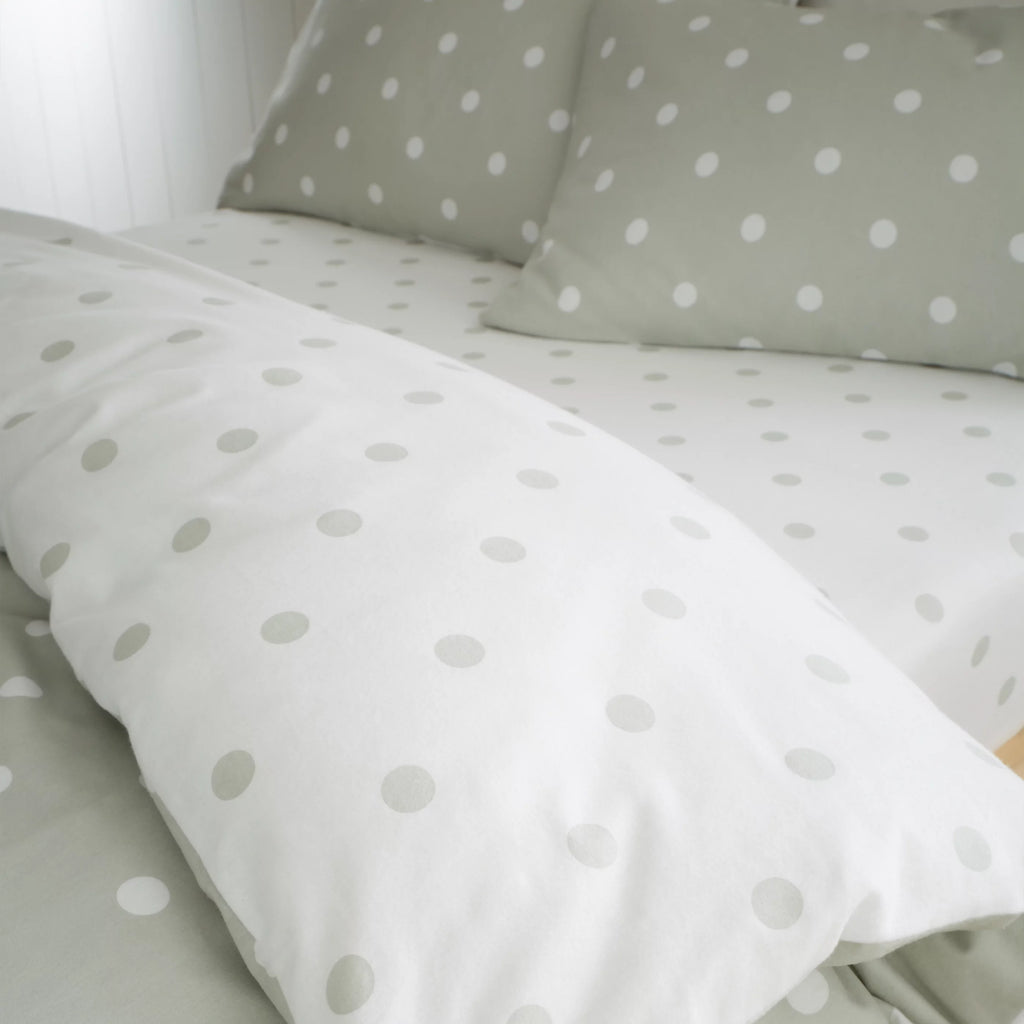 Catherine Lansfield Brushed Polka Dot Green Cotton Fitted Sheet