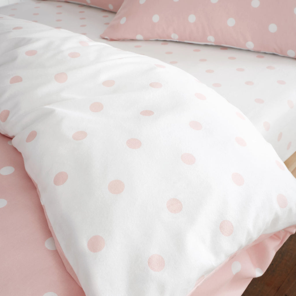 Catherine Lansfield Brushed Polka Dot Pink Cotton Fitted Sheet