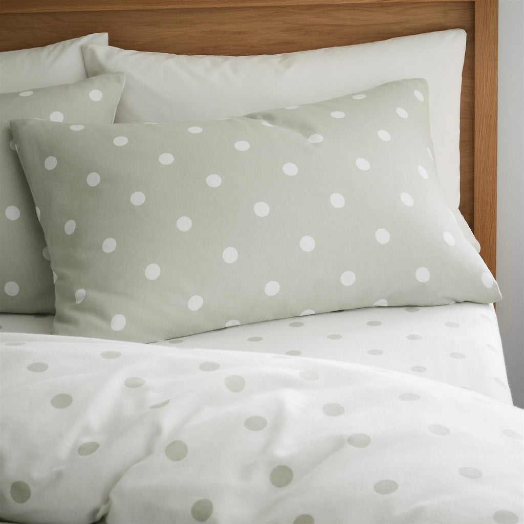 Catherine Lansfield Brushed Polka Dot Green Duvet Cover Set