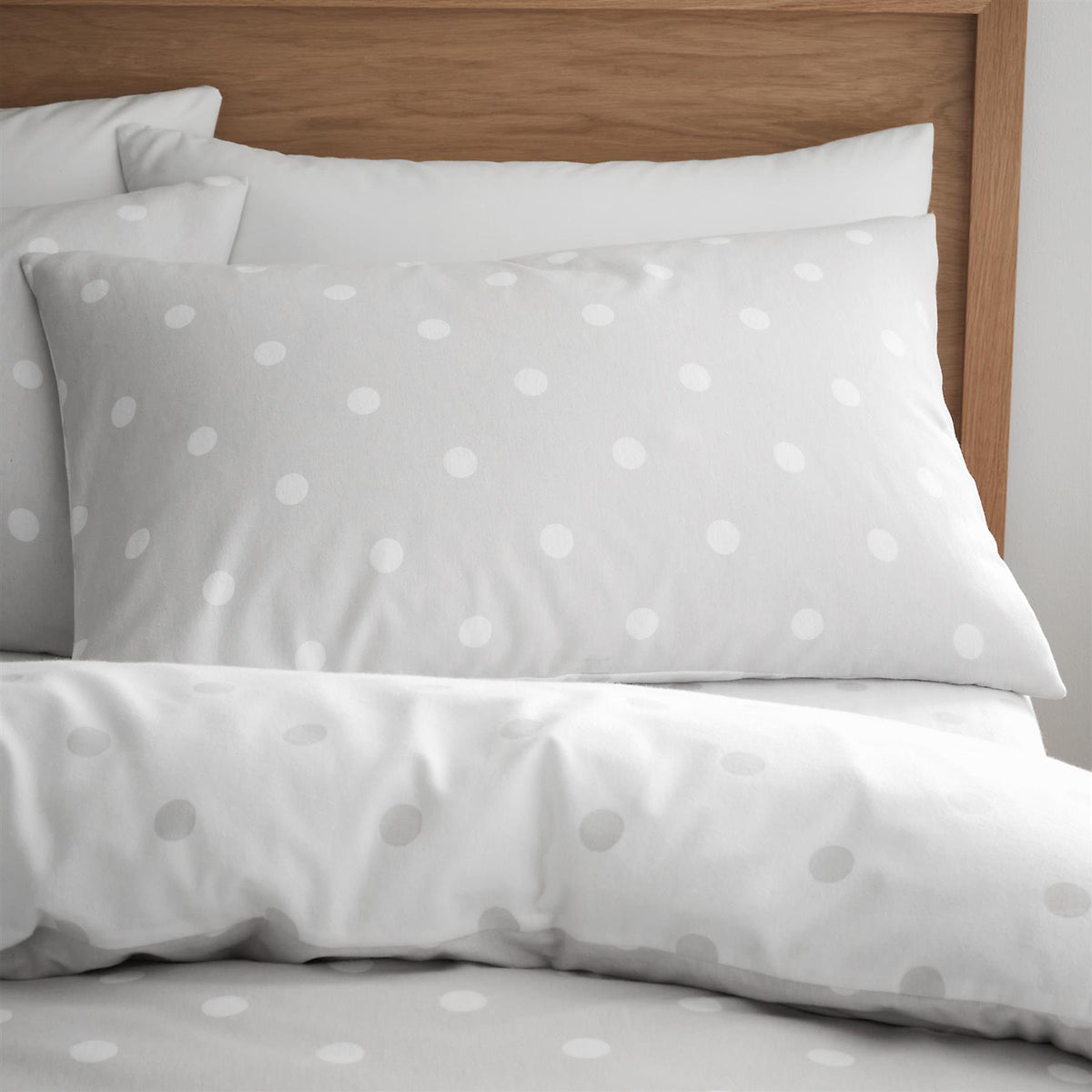 Catherine Lansfield Brushed Polka Dot Grey Duvet Cover Set