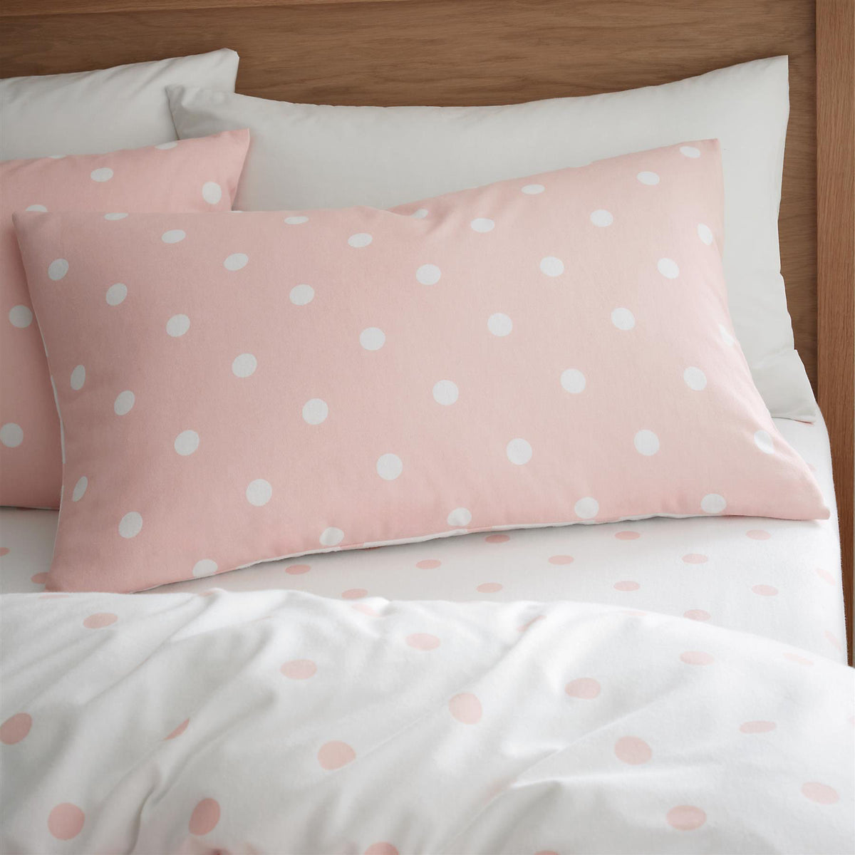Catherine Lansfield Brushed Polka Dot Pink Duvet Cover Set