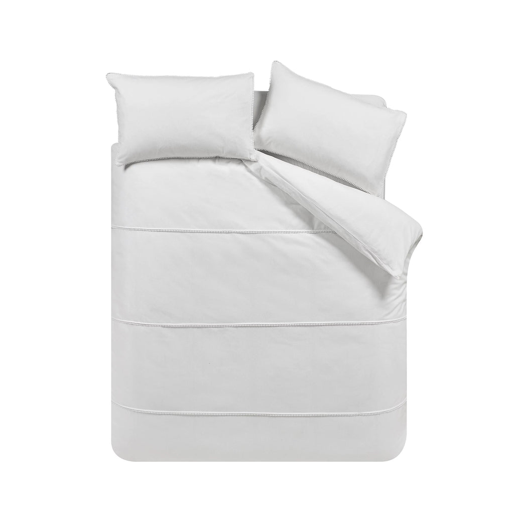 Catherine Lansfield Brushed Pom Pom White Cotton Duvet Cover Set