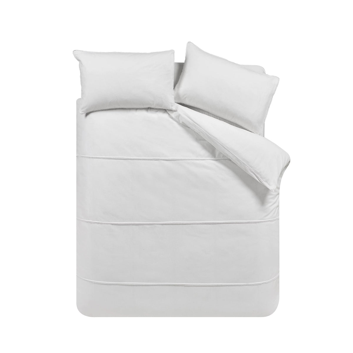 Catherine Lansfield Brushed Pom Pom White Cotton Duvet Cover Set