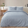 Catherine Lansfield Blue Reversible Supersoft 100% Brushed Cotton Stripe Duvet Cover Set