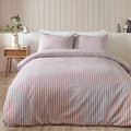 Catherine Lansfield Blush Pink Reversible Supersoft 100% Brushed Cotton Stripe Duvet Cover Set