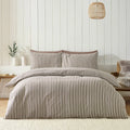 Catherine Lansfield Chocolate Reversible Supersoft 100% Brushed Cotton Stripe Duvet Cover Set