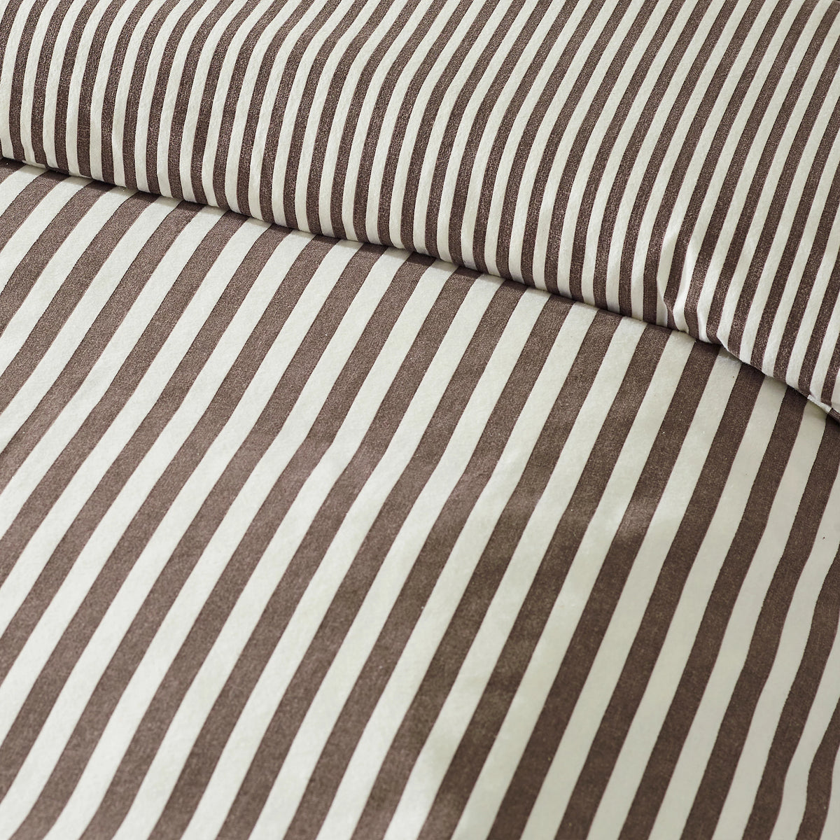Catherine Lansfield Chocolate Reversible Supersoft 100% Brushed Cotton Stripe Duvet Cover Set