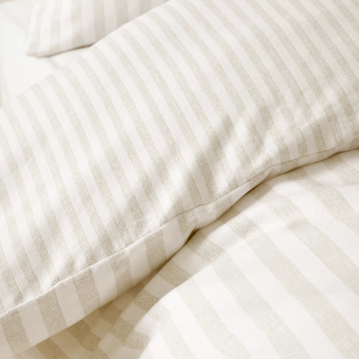 Catherine Lansfield Natural Reversible Supersoft 100% Brushed Cotton Stripe Duvet Cover Set