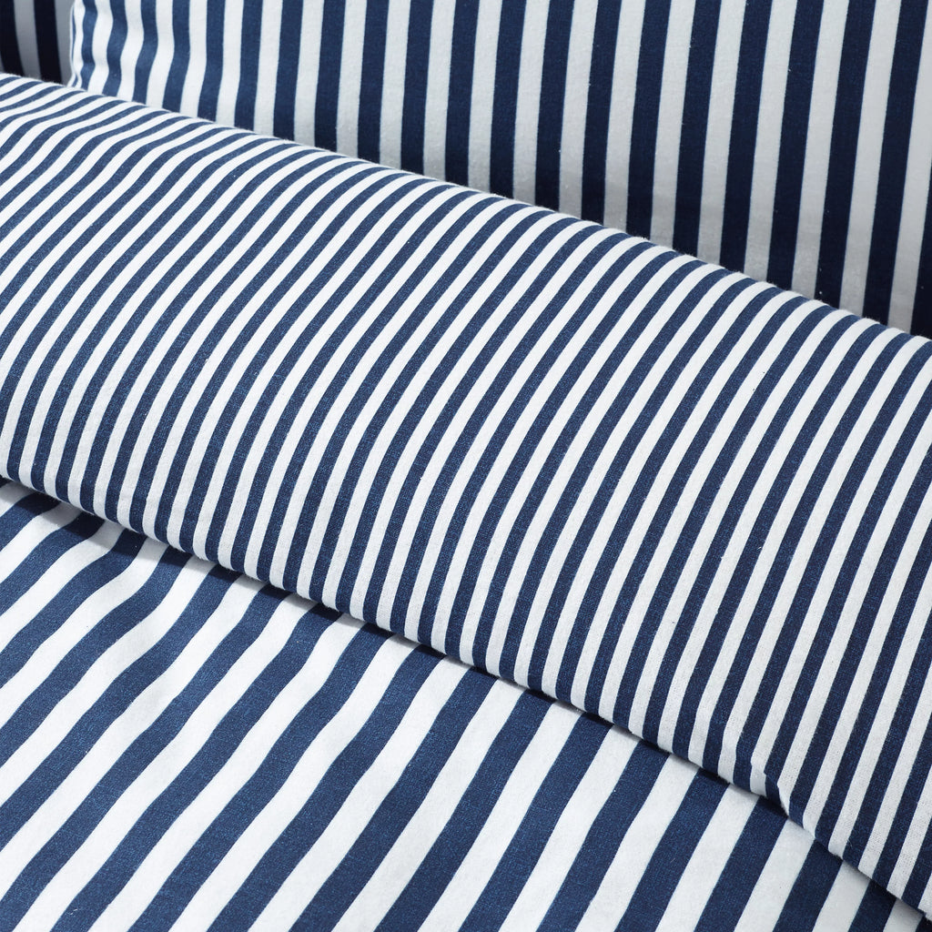 Catherine Lansfield Navy Blue Reversible Supersoft 100% Brushed Cotton Stripe Duvet Cover Set