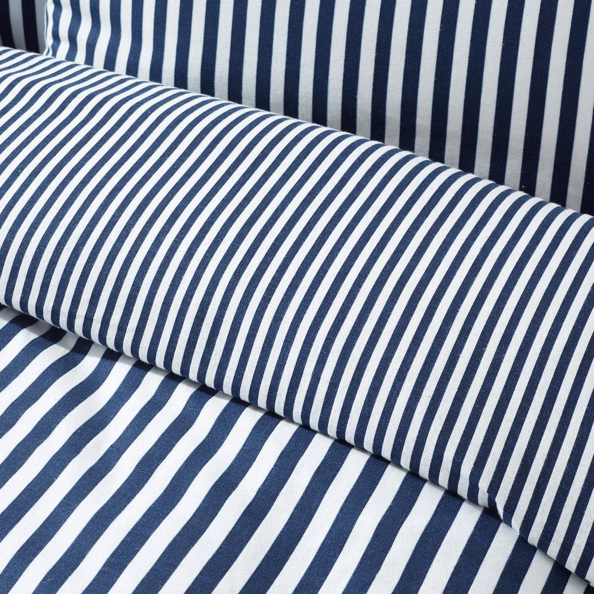Catherine Lansfield Navy Blue Reversible Supersoft 100% Brushed Cotton Stripe Duvet Cover Set