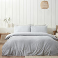 Catherine Lansfield Silver Grey Reversible Supersoft 100% Brushed Cotton Stripe Duvet Cover Set
