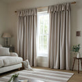 Catherine Lansfield Brushed Texture Ruffle Top Pencil Pleat Curtains in Natural