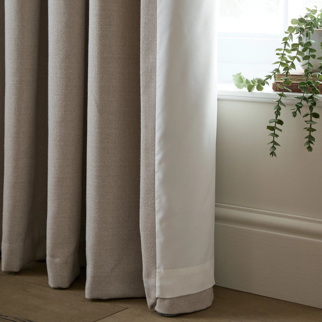 Catherine Lansfield Brushed Texture Ruffle Top Pencil Pleat Curtains in Natural