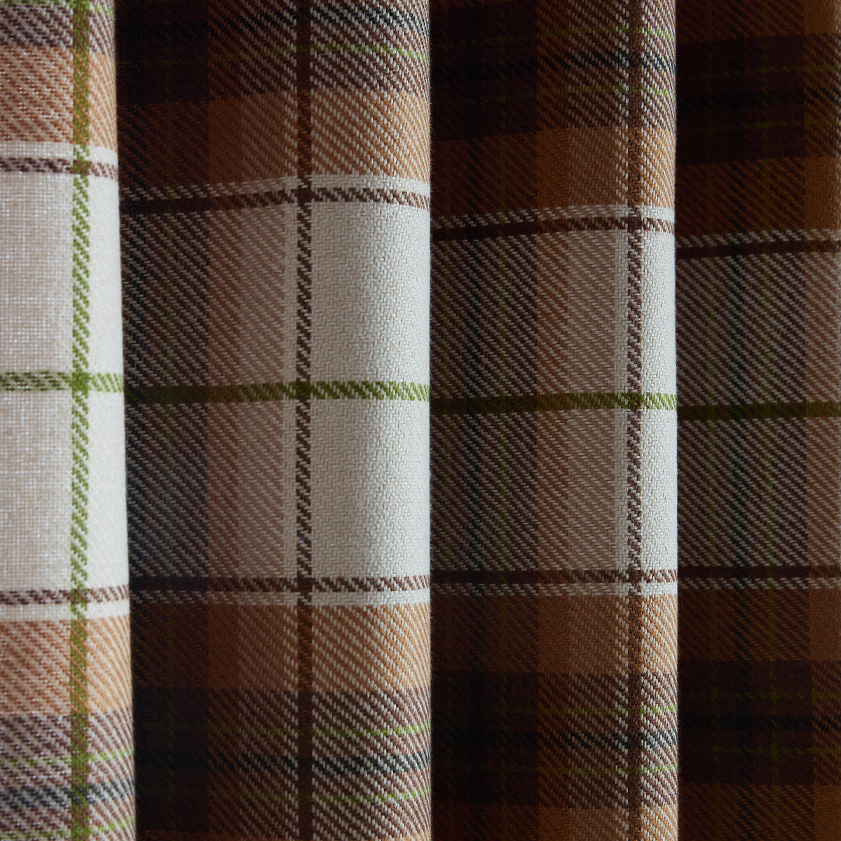 Catherine Lansfield Terracotta Brushed Glencoe Check Woven Thermal Eyelet Curtains