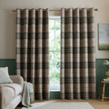 Catherine Lansfield Glencoe Check Thermal Blackout Eyelet Curtains in Green